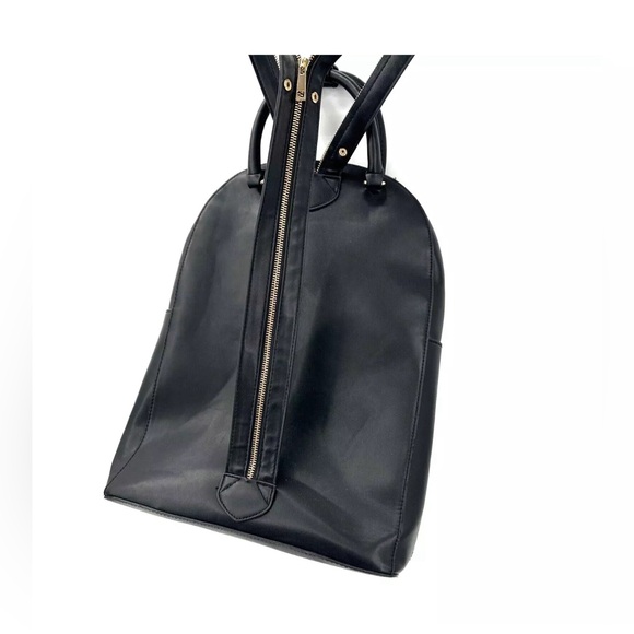 A New Day Commuter Backpack Travel Faux Leather Black Top Handle Convertible - Picture 2 of 4